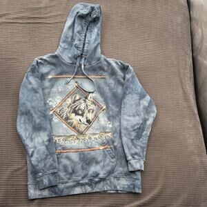 The Mountain Hoodie Mens Medium Wolf Graphic Pullover Sweatshirt Nature